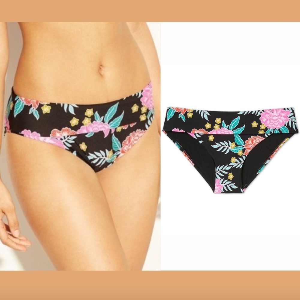 NWT‎ $23 Sunn Lab Swim Fold Over Floral Hipster Bikini Bottom [ SZ Medium ]